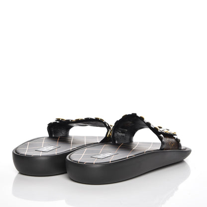 Louis Vuitton Calfskin Monogram Eldorado Flat Mules 40 Black 4 of 8