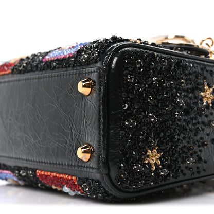 Christian Dior X DOROTHY IANNONE Crinkled Calfskin Crystal Beaded Mini Lady Dior Art Black Multicolor 9 of 9