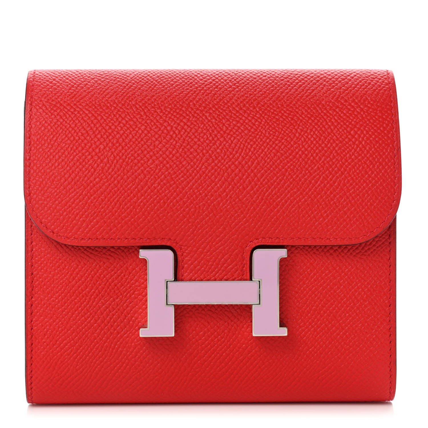 Hermes Epsom Enamel Constance Short Wallet Rouge de Coeur Mauve Sylvestre 1 of 8