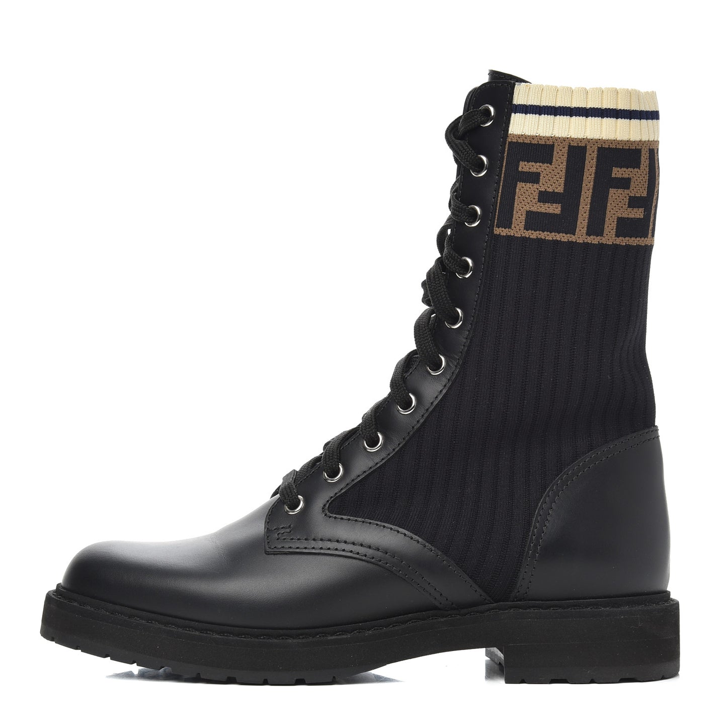 Calfskin Stretch Fabric Rockoko Biker Boots 38 Tobacco Black Marino