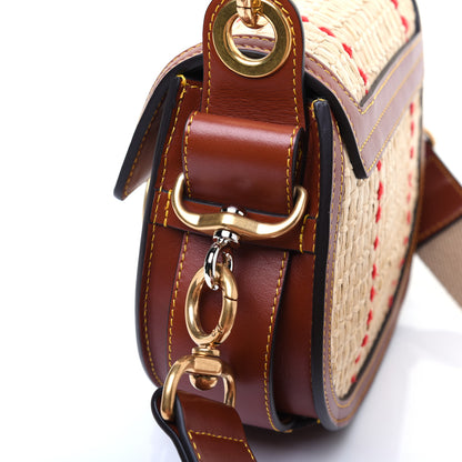 Chloe Calfskin Raffia Embroidered Small Tess Bag Sepia Brown 14 of 17