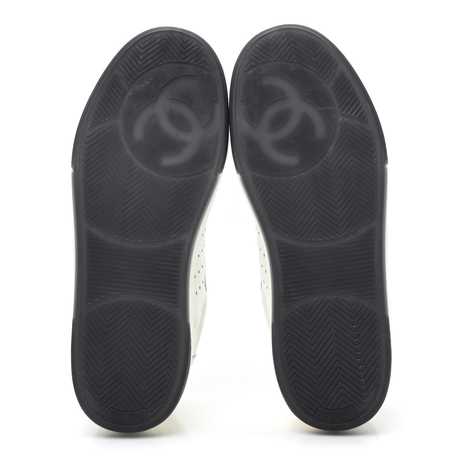 Chanel Grained Calfskin Fabric Womens Logo Sneakers 39 White Black 6 of 10