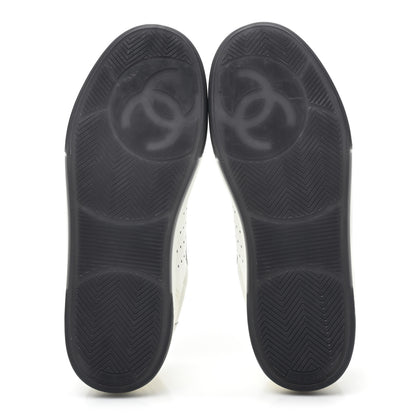 Chanel Grained Calfskin Fabric Womens Logo Sneakers 39 White Black 6 of 10