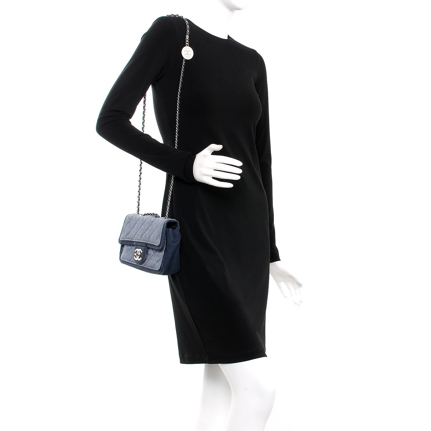 Chanel Denim Quilted Small Medallion Flap Light Blue 2 of 9