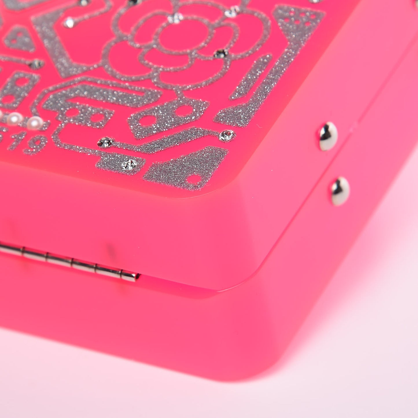 Plexiglass Strass Motherboard Minaudiere Clutch Pink