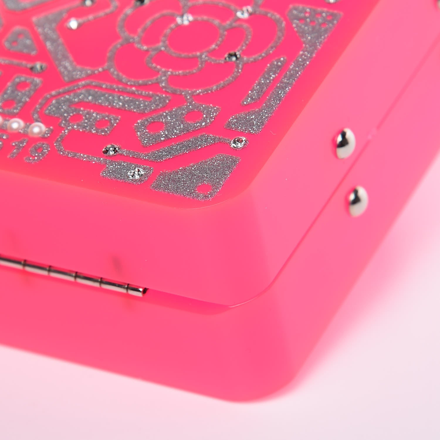 Chanel Plexiglass Strass Motherboard Minaudiere Clutch Pink 8 of 11