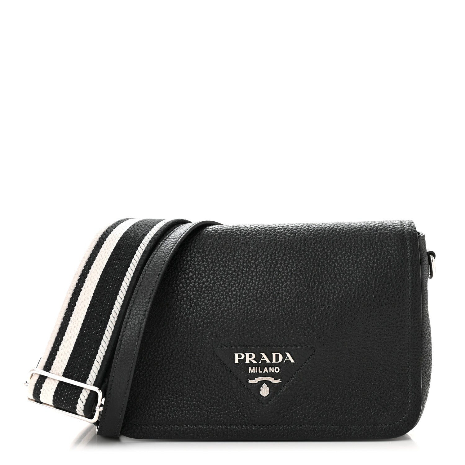 Prada Vitello Daino Soft Flap Crossbody Black 1 of 10