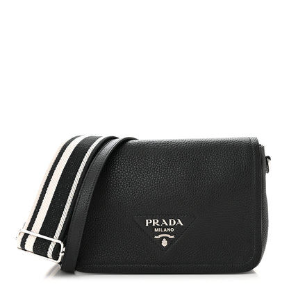 Prada Vitello Daino Soft Flap Crossbody Black 1 of 10