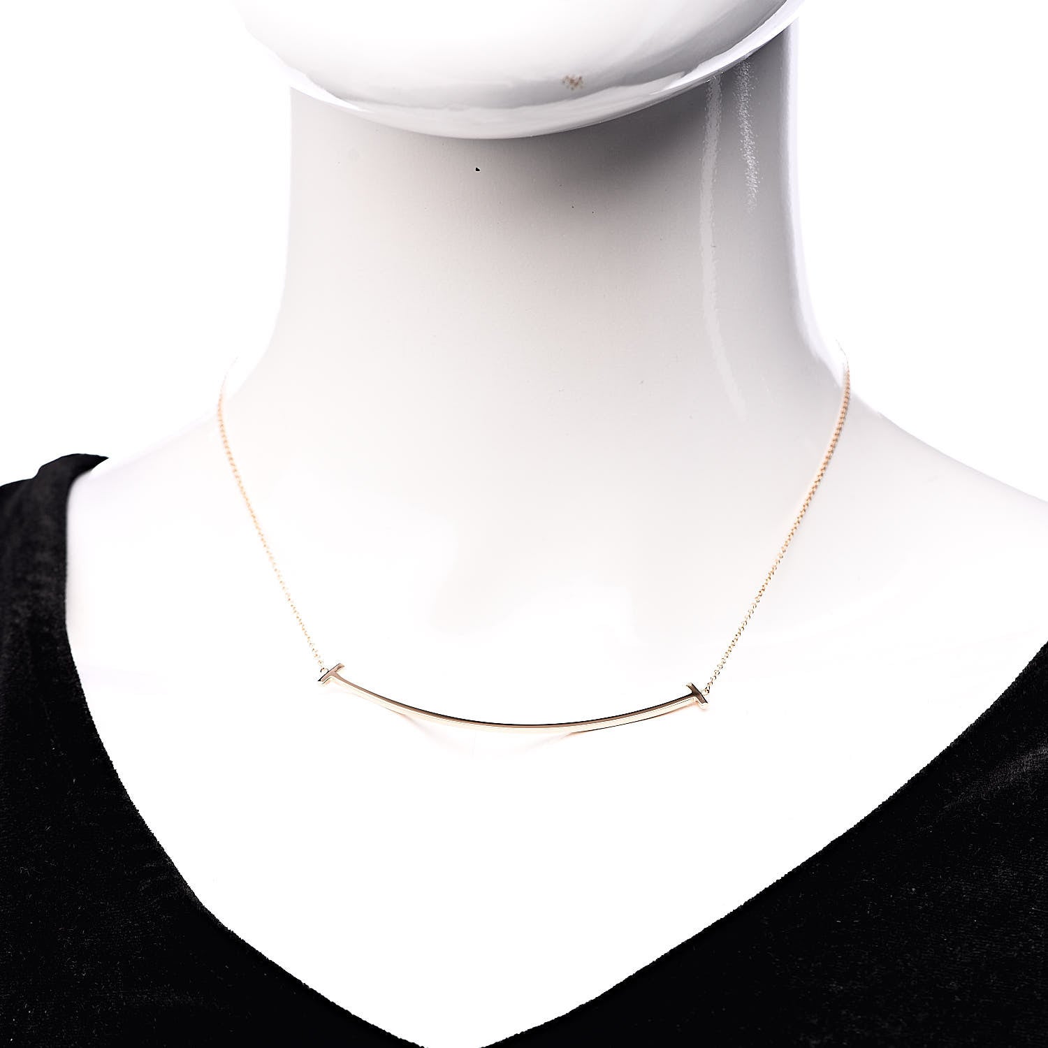 Tiffany 18K Rose Gold T Smile Pendant Necklace 2 of 7