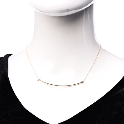 Tiffany 18K Rose Gold T Smile Pendant Necklace 2 of 7