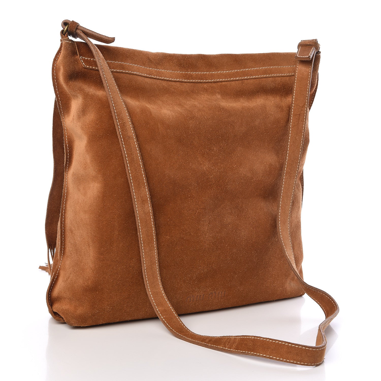 Miu Miu Suede Fringe Flap Crossbody Bag Brown 3 of 10