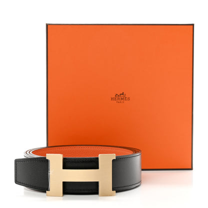 Hermes Box Togo 32mm H Belt 120 48 Black Orange 6 of 6