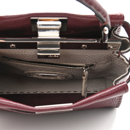 Fendi Cuoio Romano Selleria Bi-Color Mini Peekaboo Iconic Satchel Bordeaux Grigio Polvere 4 of 9