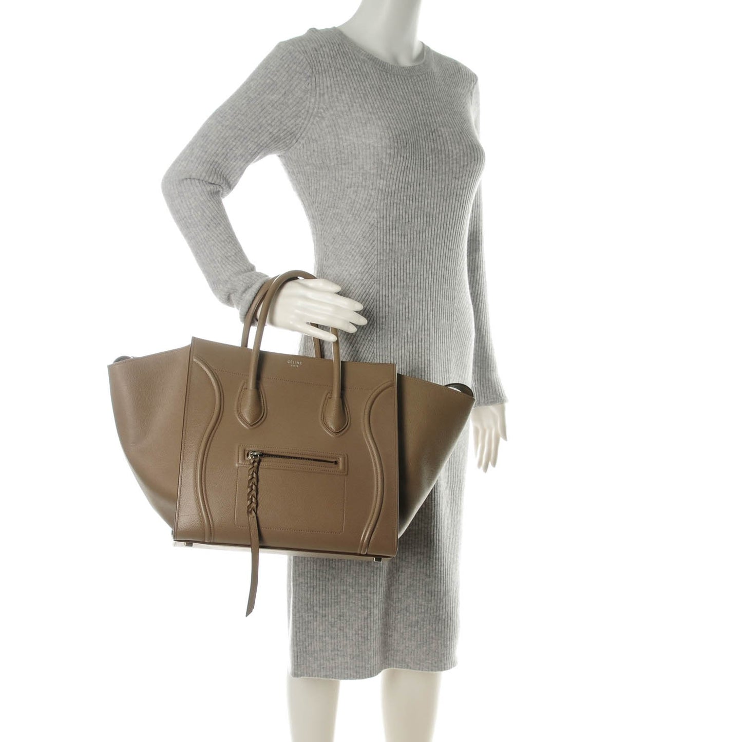 Grained Calfskin Medium Phantom Luggage Taupe