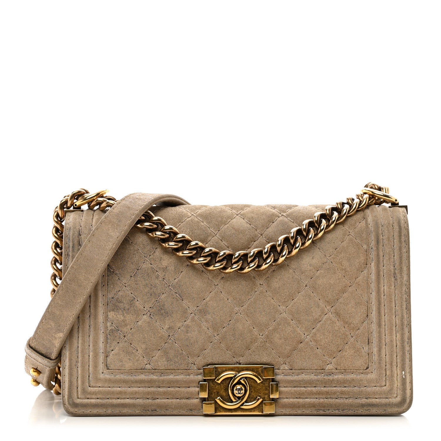 Chanel Iridescent Calfskin Quilted Medium Boy Flap Beige 1 of 14
