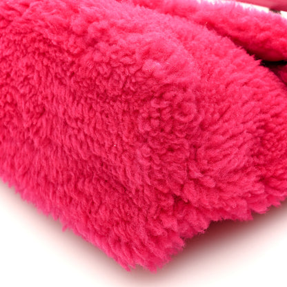 Saint Laurent Merino Shearling Lambskin Quilted Small Loulou Puffer Monogram Chain Satchel Fuchsia 9 of 9