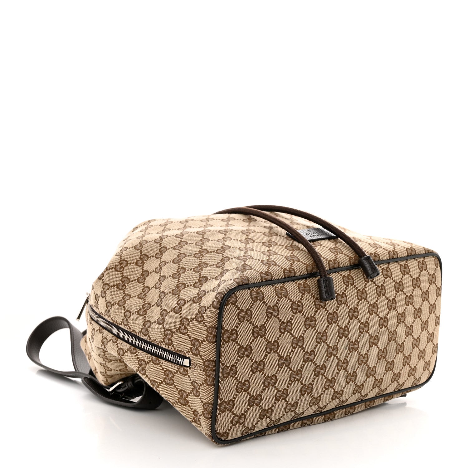 Gucci Monogram Dollar Calfskin O Drawstring Backpack Beige Ebony Testa di Moro Dark Chocolate 4 of 10