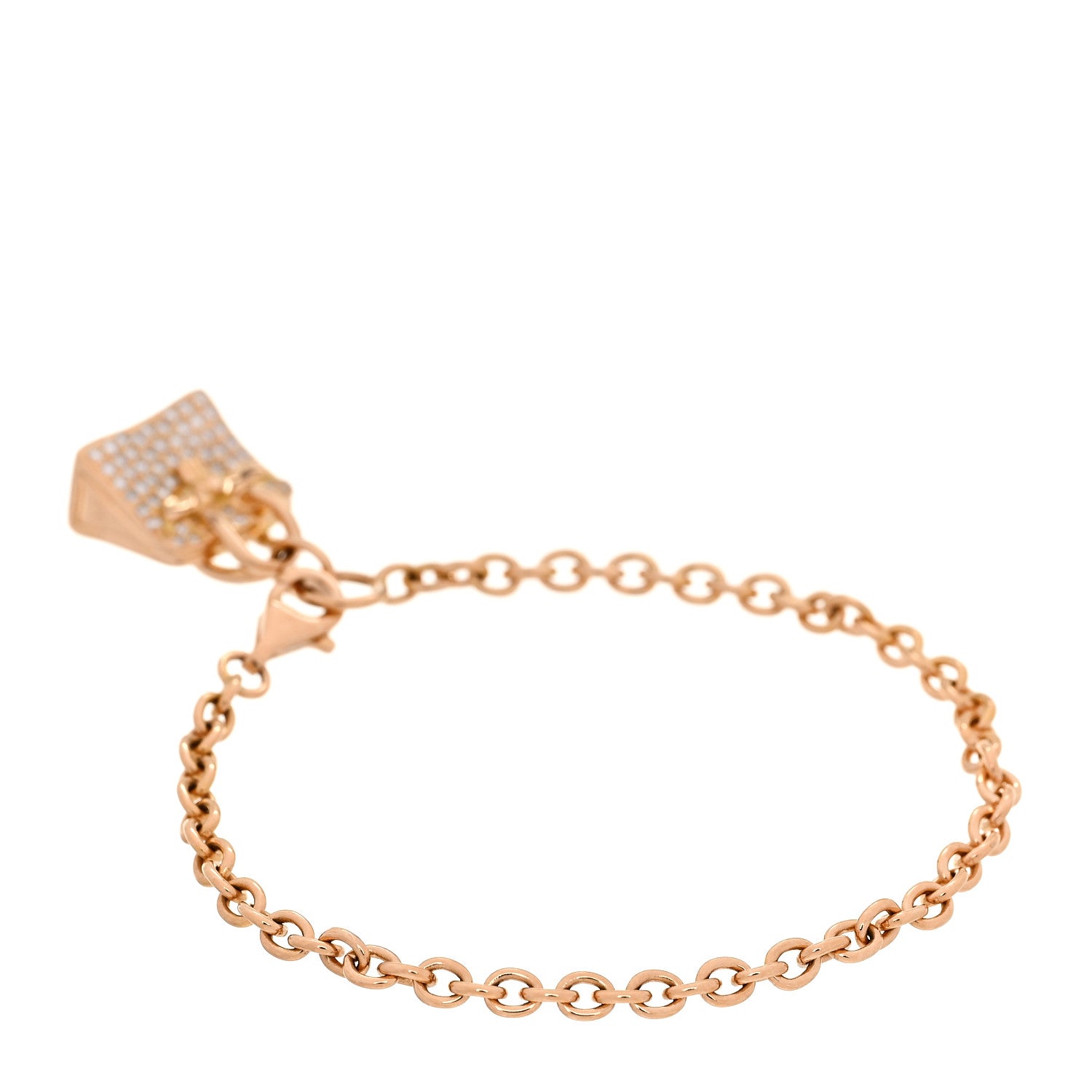 Hermes 18K Rose Gold Diamond Birkin Pave Bracelet SH 3 of 5