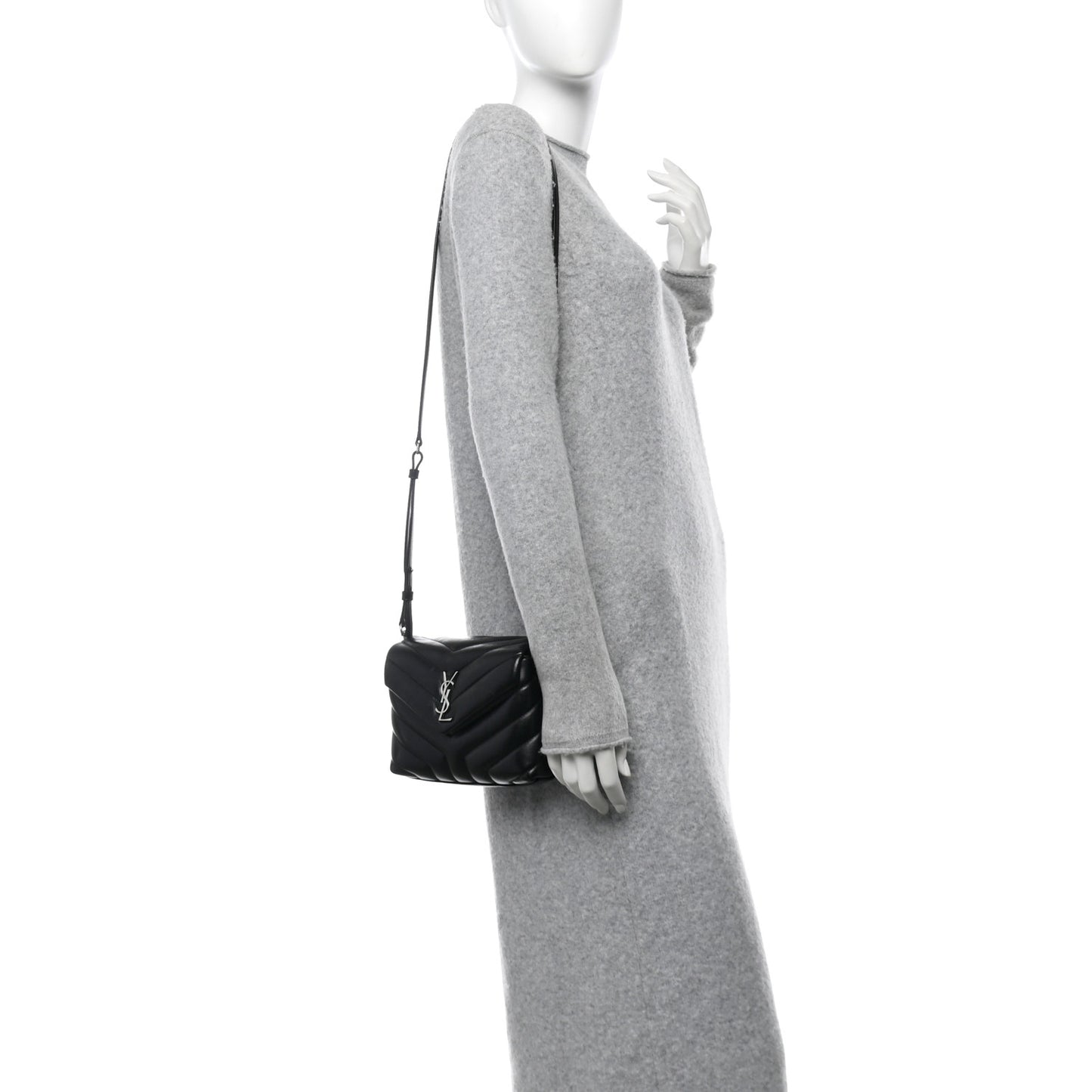 Calfskin Y Quilted Monogram Toy Loulou Crossbody Bag Black