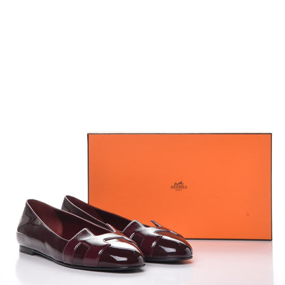 Hermes Patent Epsom Nice Ballerina Flats 38 Bordeaux 8 of 8