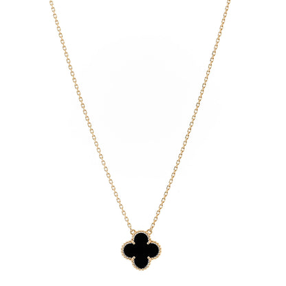 Van Cleef & Arpels 18K Yellow Gold Black Onyx Vintage Alhambra Pendant Necklace 1 of 6
