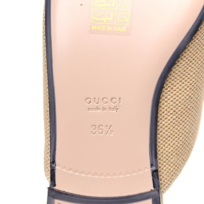 Gucci Canvas Vintage Charlotte Web Princetown Slippers 36.5 Sand Cuir 6 of 9