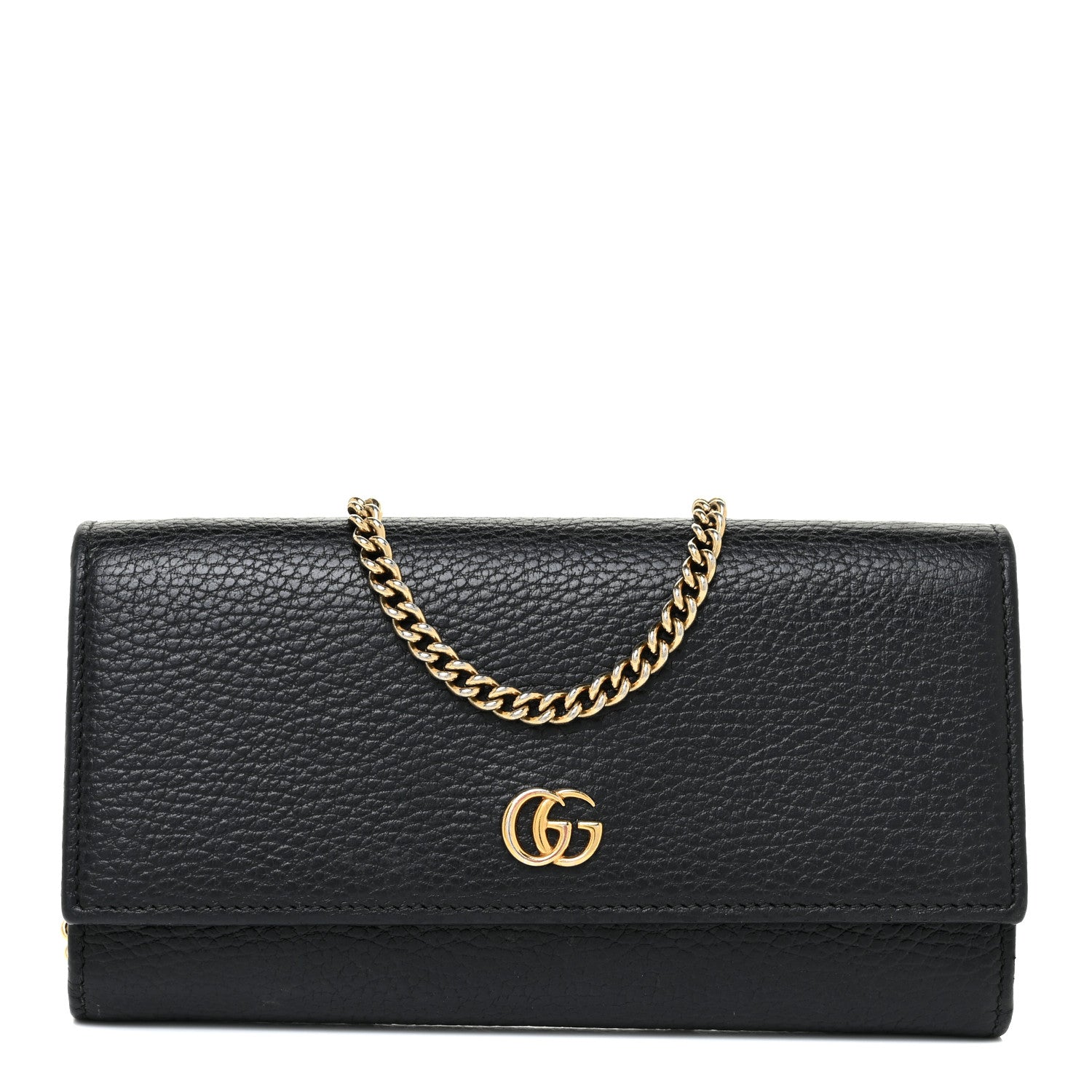 Gucci Calfskin Petite GG Marmont Wallet Chain Bag Black 1 of 13