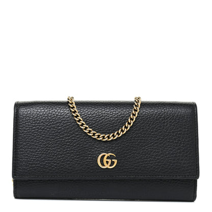 Gucci Calfskin Petite GG Marmont Wallet Chain Bag Black 1 of 13