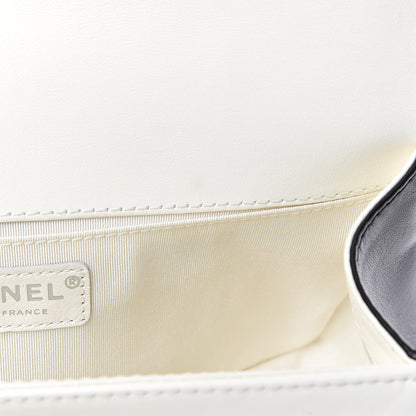 Chanel Lambskin Quilted Medium Boy Flap Black White 13 of 16