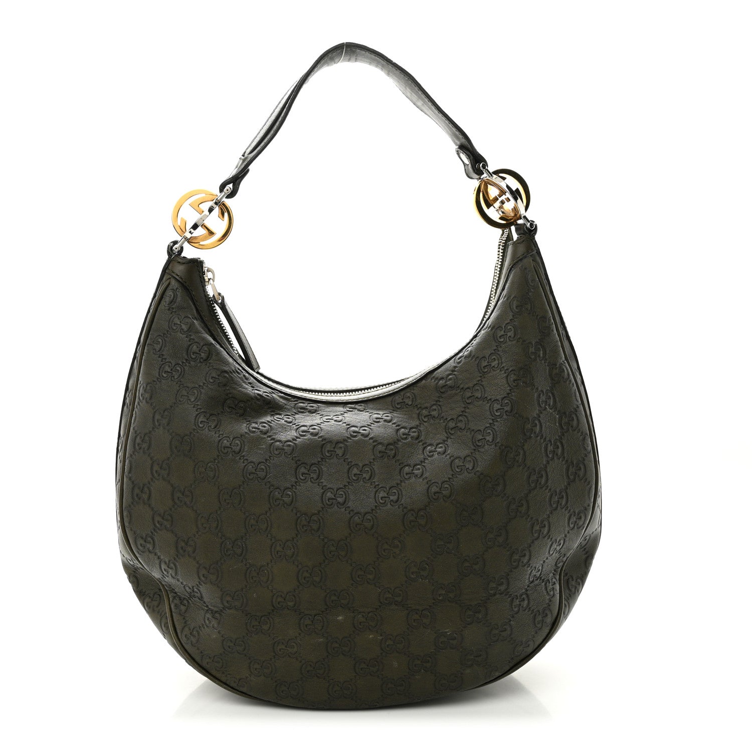 Gucci Guccissima Medium GG Twins Hobo Olive Green 1 of 18