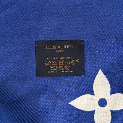Louis Vuitton Wool Silk Monogram Escale Square Scarf Blue 3 of 3