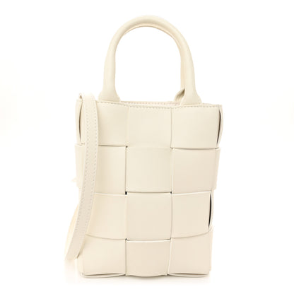 Bottega Veneta Lambskin Maxi Intrecciato Mini North South Cassette Tote White 1 of 10