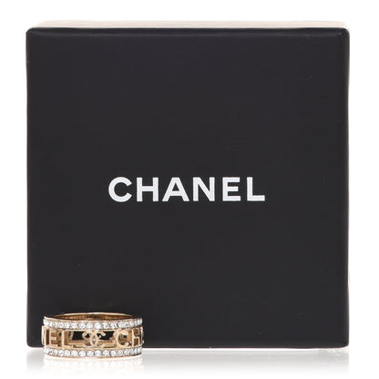 Chanel Metal Crystal Bow-tiful CC Logo Ring 7.25 55 Gold 5 of 5