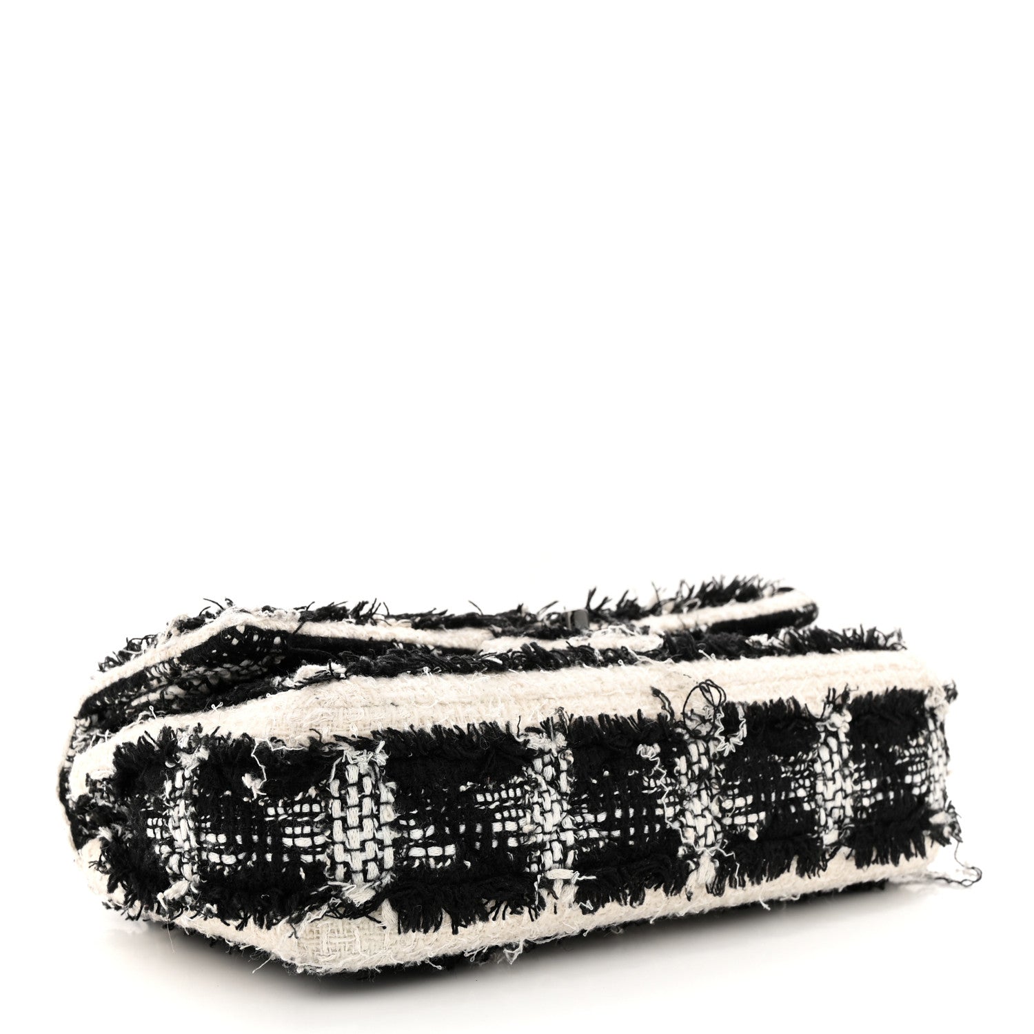 Chanel Tweed Quilted Tartan Medium Double Flap Black White 4 of 15