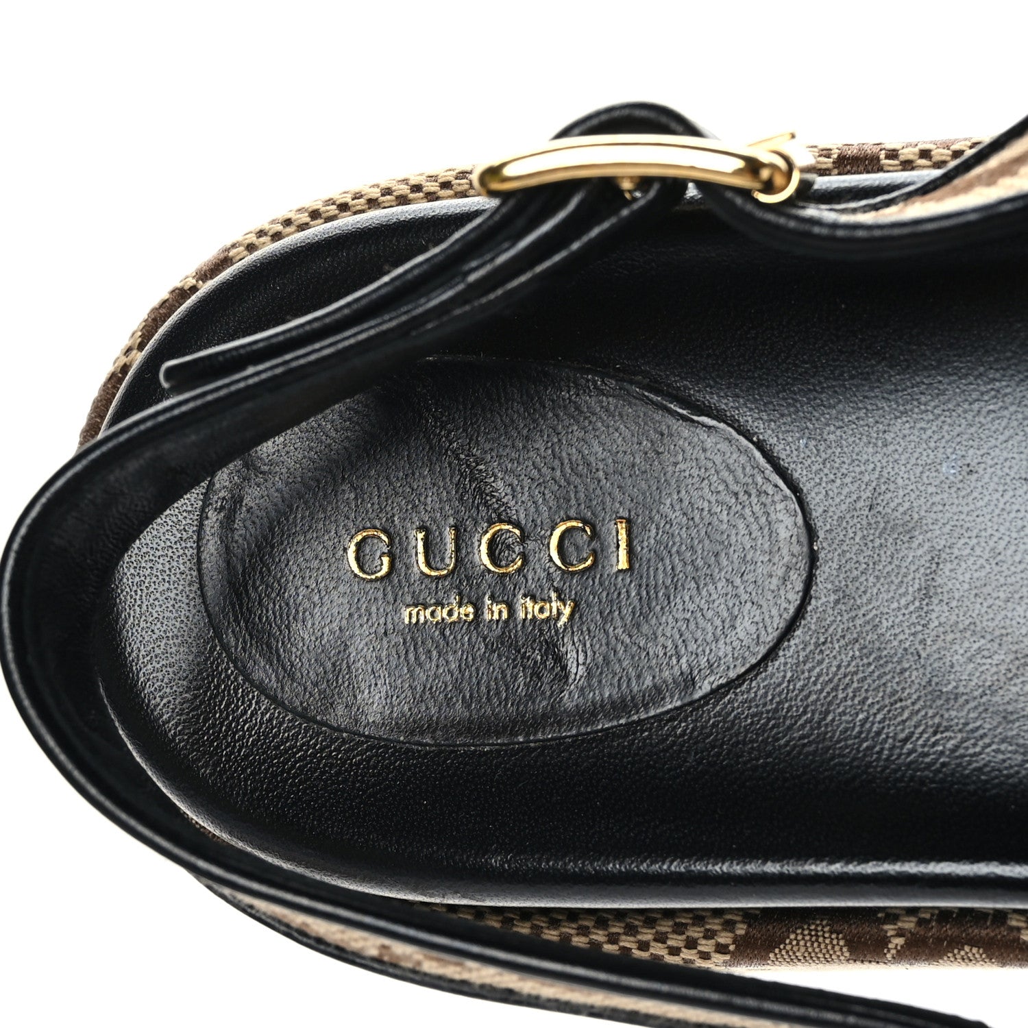 Gucci Monogram Maxi GG Granada Kid Angelina Platform 35mm Slingback Sandals 38 Camel Ebony Black 7 of 9