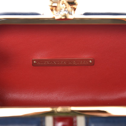Alexander McQueen Patent Calfskin Britannia Skull Box Clutch Red Blue 6 of 8