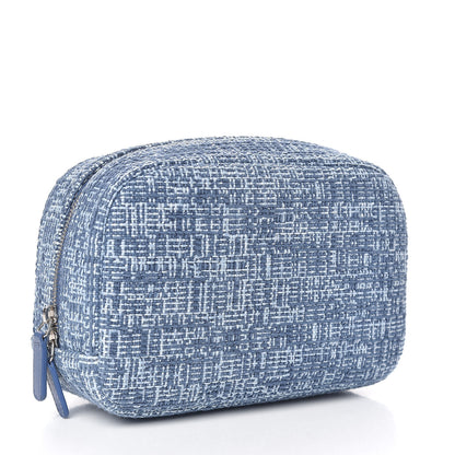 Chanel Woven Straw Raffia Deauville Cosmetic Pouch Blue 3 of 10