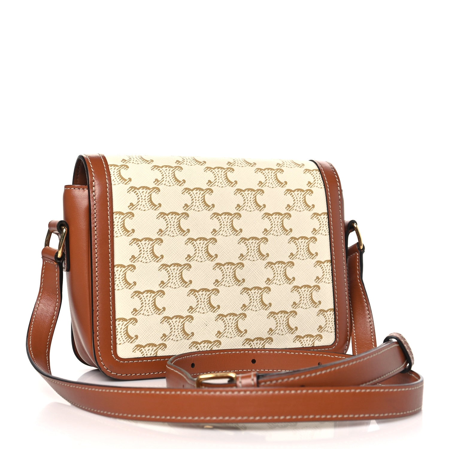 Celine Calfskin Triomphe Canvas Teen Triomphe Bag White 3 of 11