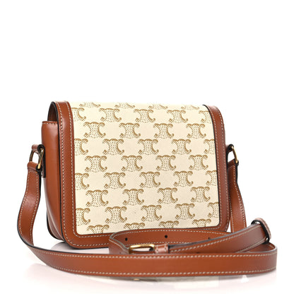 Celine Calfskin Triomphe Canvas Teen Triomphe Bag White 3 of 11