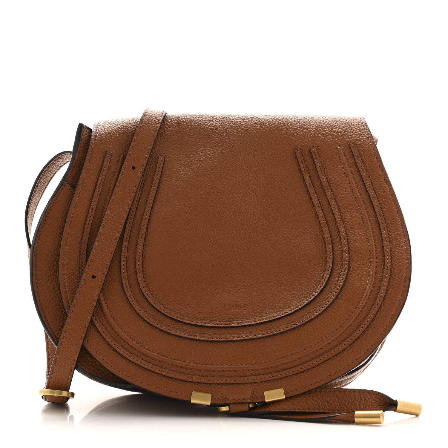 Chloe Calfskin Medium Marcie Round Crossbody Bag Tan 1 of 15