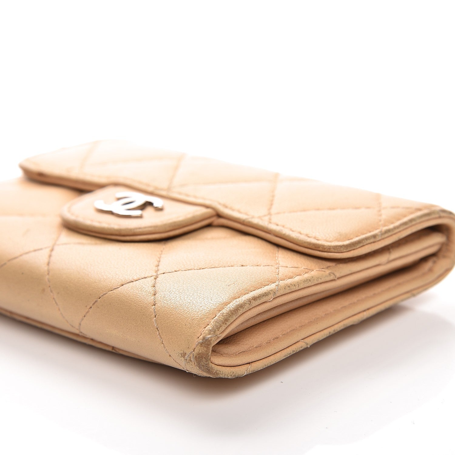 Chanel Lambskin Quilted Flap Card Holde Walletr Beige 9 of 13
