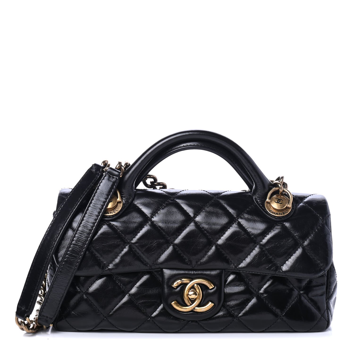 Chanel Glazed Calfskin Quilted Small Castle Rock Flap Black 1 of 4