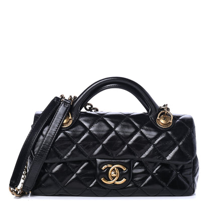 Chanel Glazed Calfskin Quilted Small Castle Rock Flap Black 1 of 4
