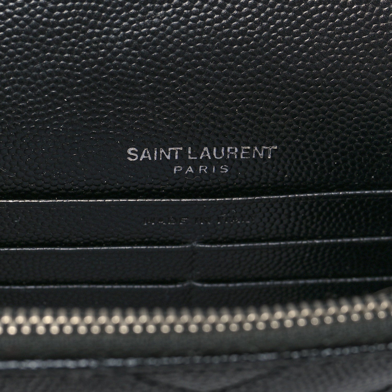 Saint Laurent Grain De Poudre Matelasse Chevron Monogram Envelope Chain Wallet Black 6 of 11