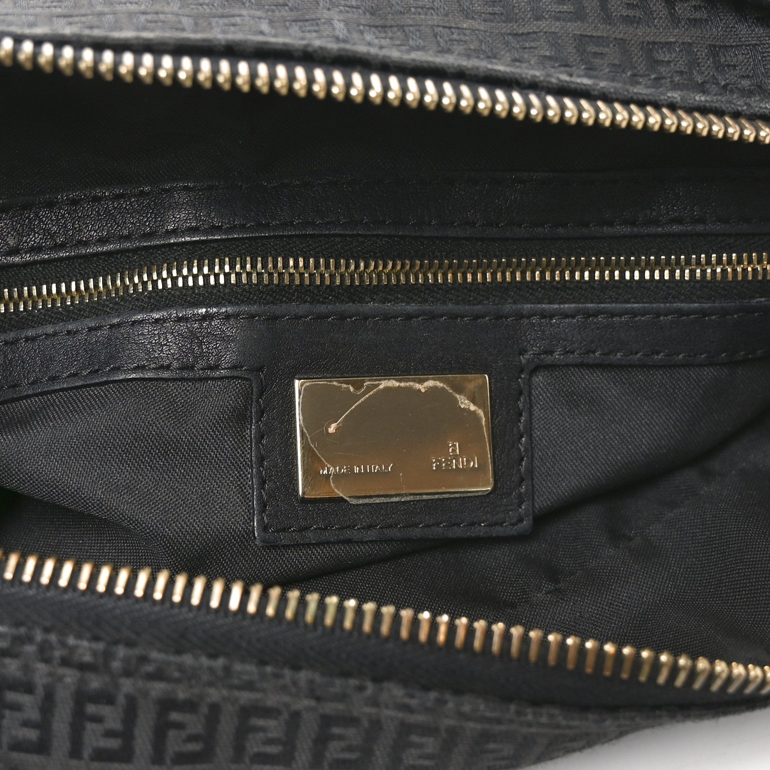 Fendi Zucchino Vitello Shoulder Bag Black 6 of 12