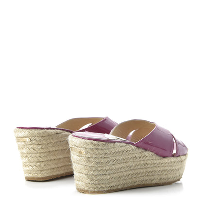 Jimmy Choo Patent Paisley Cork Wedge Sandals 36.5 Cyclamen 4 of 7