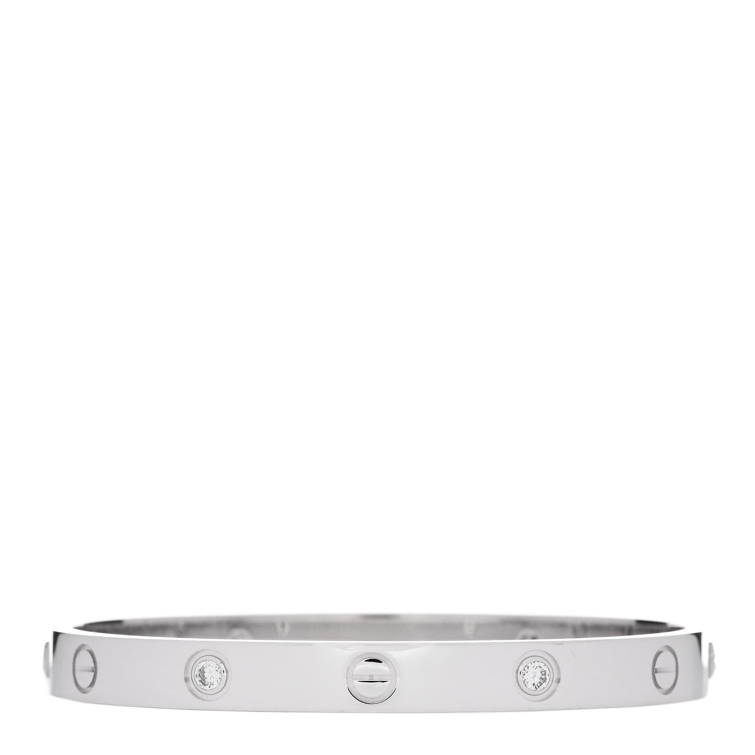 Cartier 18K White Gold 4 Diamond Love Bracelet 17 2 of 9