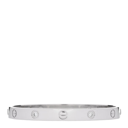 Cartier 18K White Gold 4 Diamond Love Bracelet 17 2 of 9