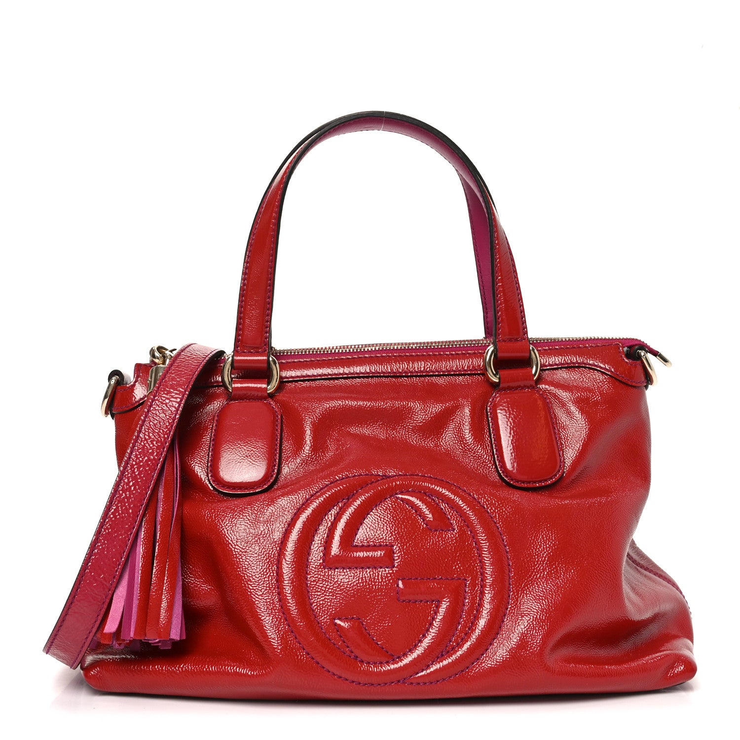 まるこ　GUCCI ネックボウ Gucci Vernice Naplack Small Soho Top Handle Satchel Uniform Red