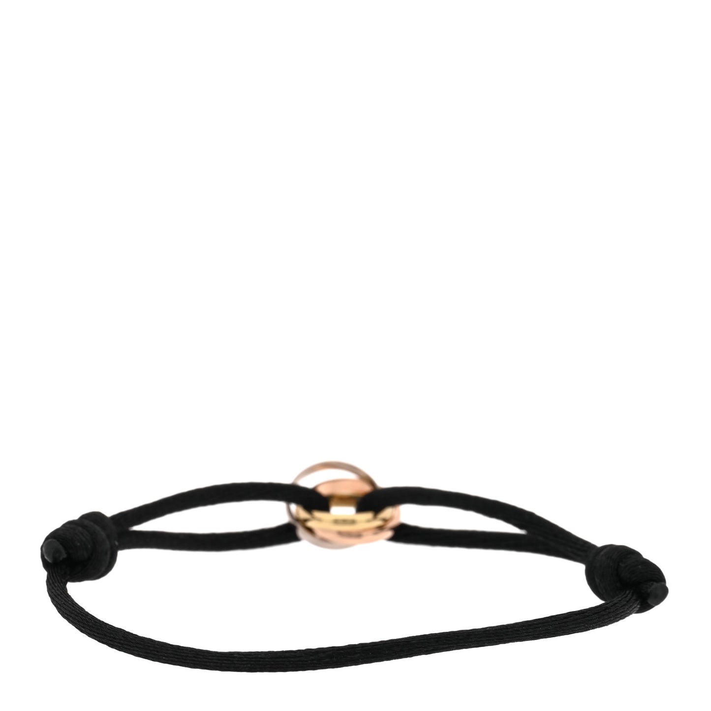 18k Pink Yellow White Gold Trinity Adjustable Cord Bracelet Black